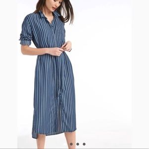 Gap Striped Long Sleeve Midi Shirt Dress
